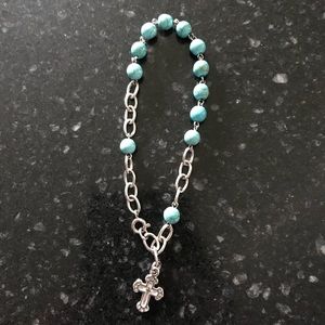 Sterling silver cross bracelet. New